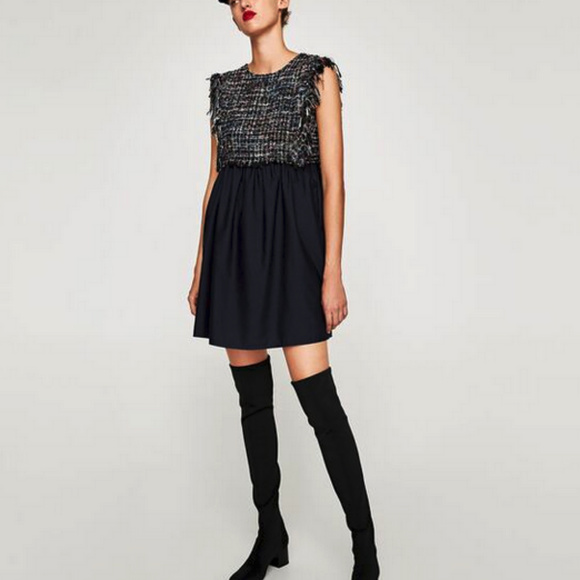 Zara Contrasting Tweed Dress size M - Picture 2 of 8